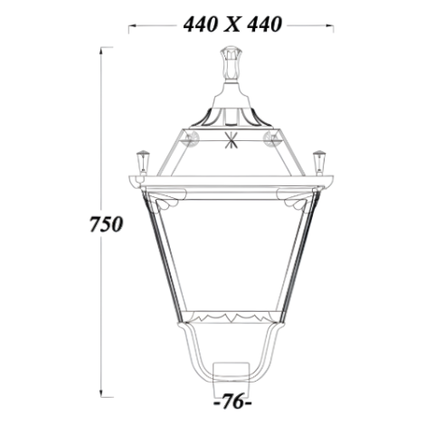 Paddington LED Area Lighter Colonial Lighting Line Drawing