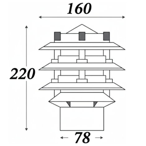 3 Tier Bollard Line Drawing Colonial Lighting