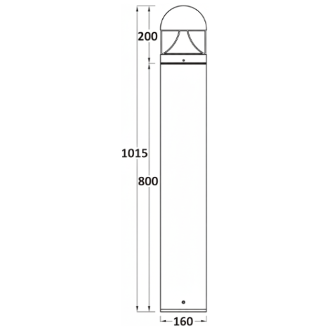Shuttle Bollard with Cone and Domed Top Line Drawing Colonial Lighting